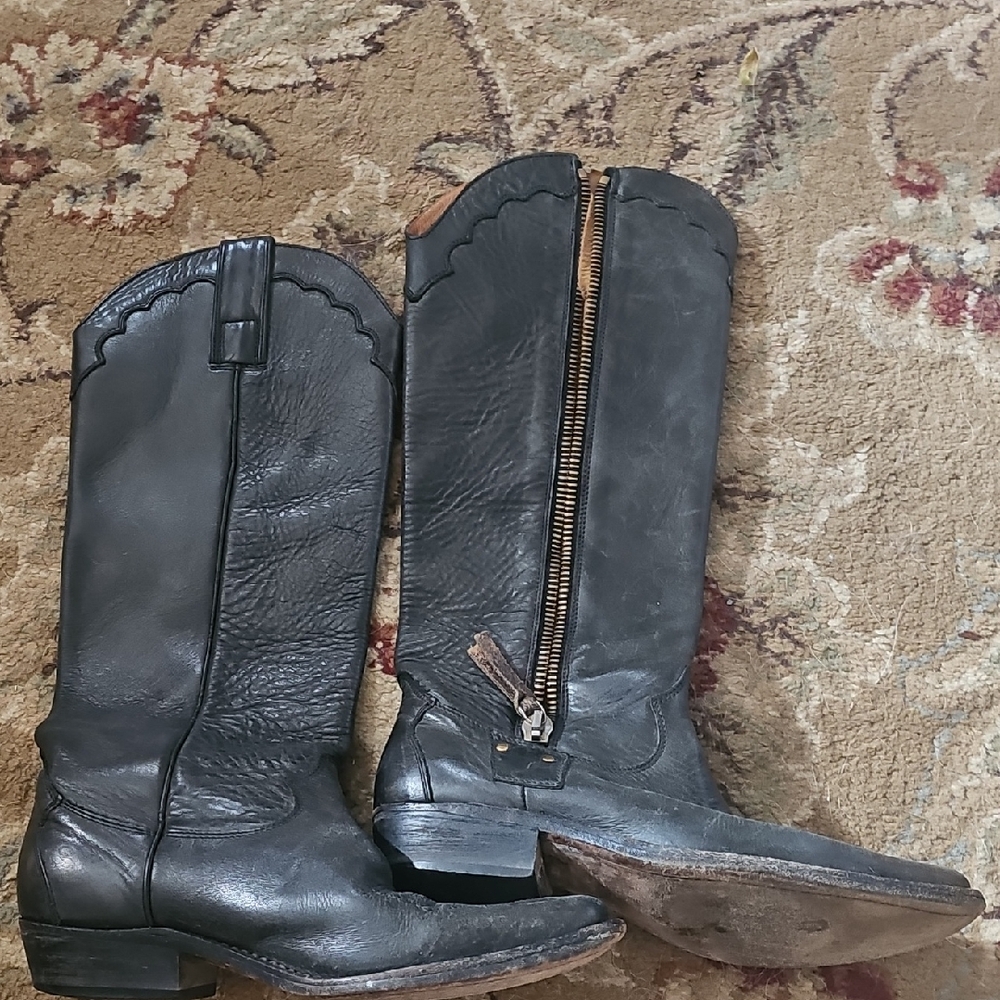 Black Leather Cowboy Boots Golden Goose Western 36 Or 6 May Fit A 7